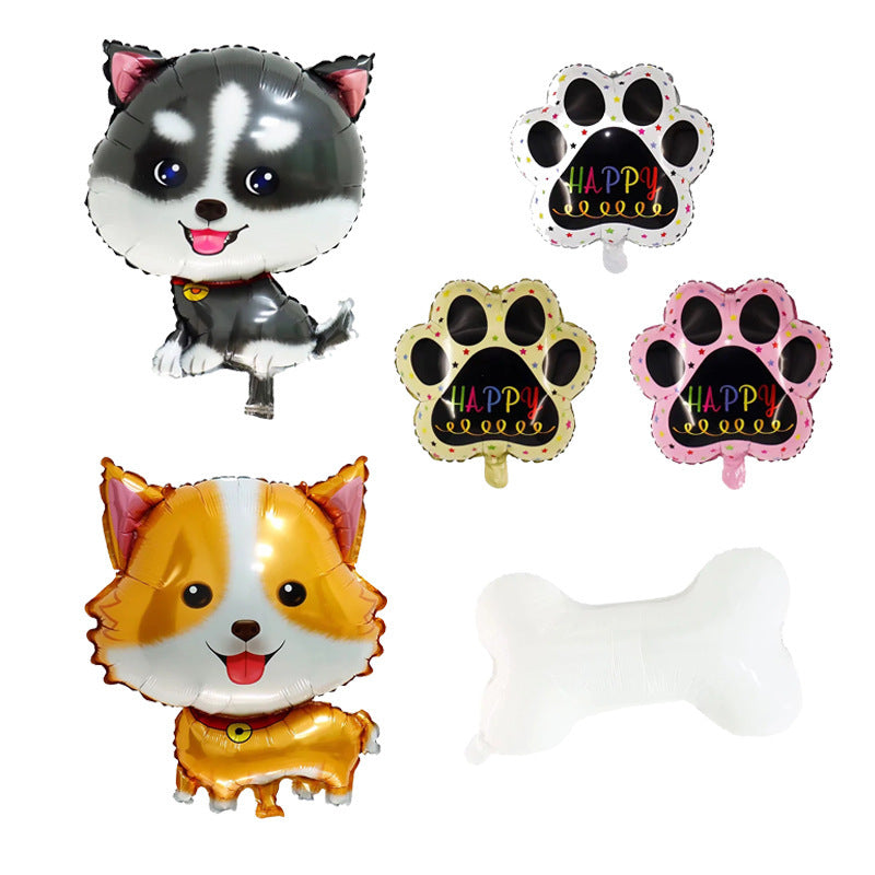 Bear Paw Husky Corgi Balloon for Kids' Birthday Party